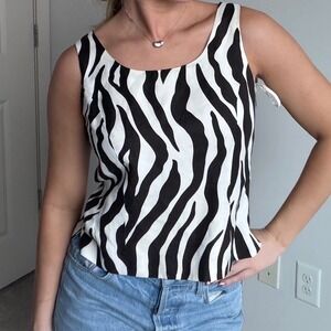 Vintage Y2K Kasper Zebra Print Sleeveless Tank Size 6